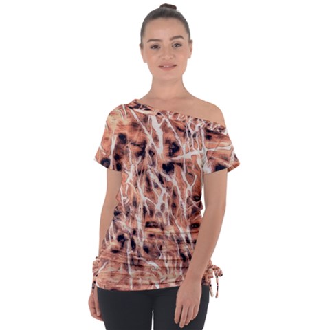 Pink Desire Off Shoulder Tie-up Tee by DimitriosArt