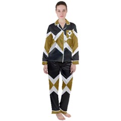 Abstract Pattern Geometric Backgrounds   Satin Long Sleeve Pajamas Set by Eskimos