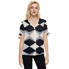 Abstract Pattern Geometric Backgrounds   Bow Sleeve Button Up Top by Eskimos