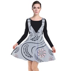 Folk Flowers Print Floral Pattern Ethnic Art Plunge Pinafore Dress by Eskimos