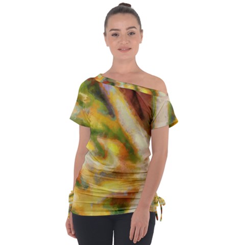 Requiem  Of The Yellow Stars Off Shoulder Tie-up Tee by DimitriosArt