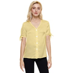 Popcorn Bow Sleeve Button Up Top by retrotoomoderndesigns