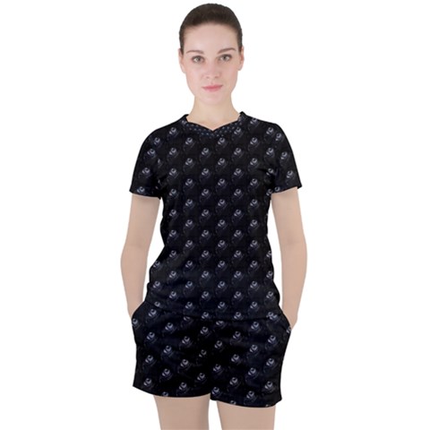 Animal Eyes Close Up Motif Pattern Women s Tee And Shorts Set by dflcprintsclothing