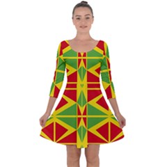 Abstract Pattern Geometric Backgrounds   Quarter Sleeve Skater Dress by Eskimos