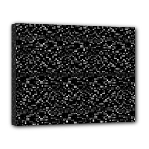 Pixel Grid Dark Black And White Pattern Canvas 14  X 11  (stretched) by dflcprintsclothing