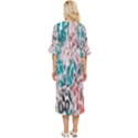 Colorful Spotted Reptilian Coral Double Cuff Midi Dress View4