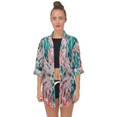 Colorful Spotted Reptilian Coral Open Front Chiffon Kimono by MickiRedd