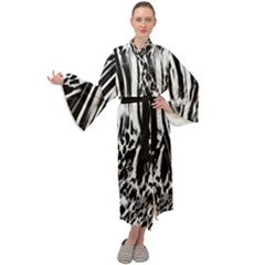 Zebra Leopard Black 7000 Maxi Velour Kimono by MickiRedd