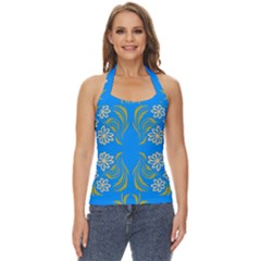Floral Folk Damask Pattern  Basic Halter Top by Eskimos