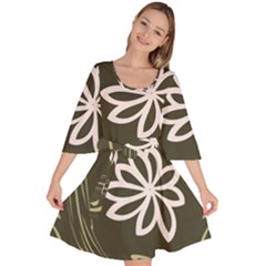 Folk Flowers Print Floral Pattern Ethnic Art Velour Kimono Dress by Eskimos