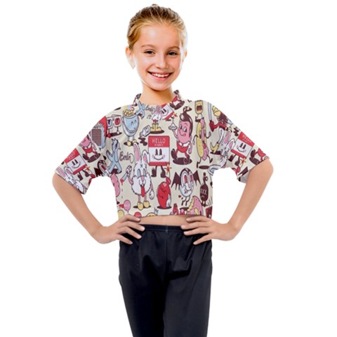 Retro Food Kids Mock Neck Tee by Sparkle