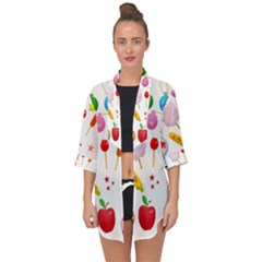 Summer-fair-food-goldfish Copy Copy Open Front Chiffon Kimono by Nexatart