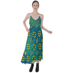 Yellow And Blue Proud Blooming Flowers Tie Back Maxi Dress by pepitasart
