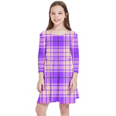 Pink Tartan 6 Kids  Quarter Sleeve Skater Dress by tartantotartanspink