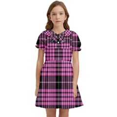 Pink Tartan 3 Kids  Bow Tie Puff Sleeve Dress by tartantotartanspink