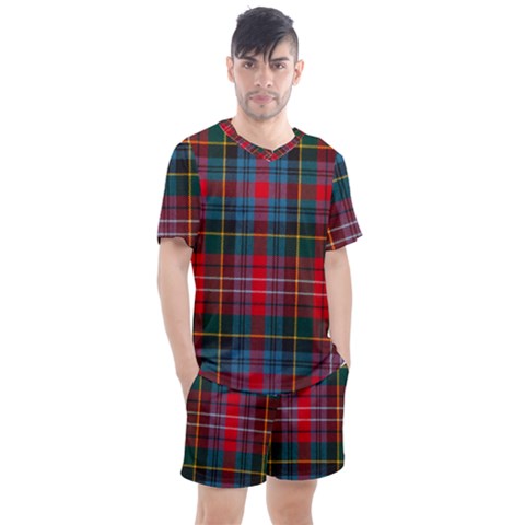 Caledonia Modern Tartan Men s Mesh Tee And Shorts Set by tartantotartansred