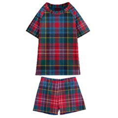 Caledonia Modern Tartan Kids  Swim Tee And Shorts Set by tartantotartansred