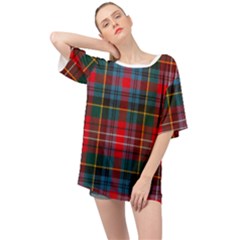 Caledonia Modern Tartan Oversized Chiffon Top by tartantotartansred
