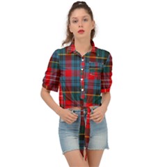 Caledonia Modern Tartan Tie Front Shirt  by tartantotartansred