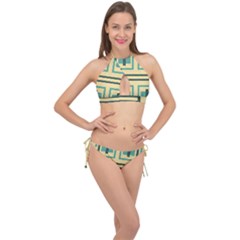 Abstract Pattern Geometric Backgrounds   Cross Front Halter Bikini Set by Eskimos