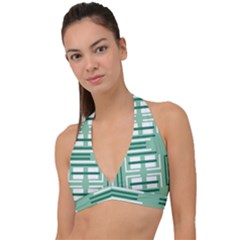 Abstract Pattern Geometric Backgrounds   Halter Plunge Bikini Top by Eskimos