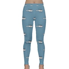 Cartoon Sketchy Helicopter Drawing Motif Pattern Classic Yoga Leggings by dflcprintsclothing