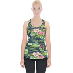 Flowers Pattern Piece Up Tank Top by Sparkle