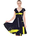 Abstract Pattern Cap Sleeve Front Wrap Midi Dress View1