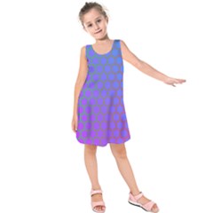 Hex Circle Points Vaporwave One Kids  Sleeveless Dress by WetdryvacsLair