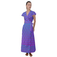 Hex Circle Points Vaporwave One Flutter Sleeve Maxi Dress by WetdryvacsLair