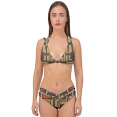 Abstract Geometric Design    Double Strap Halter Bikini Set by Eskimos