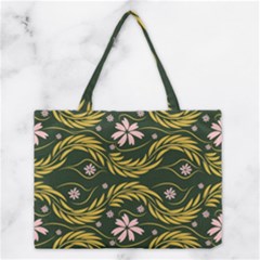 Folk Flowers Print Floral Pattern Ethnic Art Medium Tote Bag by Eskimos