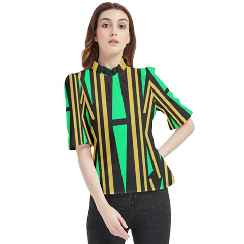 Abstract Pattern Geometric Backgrounds Frill Neck Blouse by Eskimos