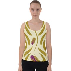Folk Flowers Print Floral Pattern Ethnic Art Velvet Tank Top by Eskimos