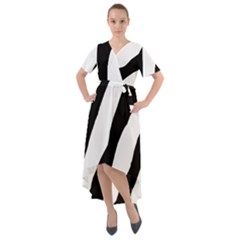 Zebra Lines Front Wrap High Low Dress by FunDressesShop