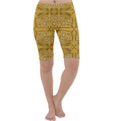Folk Flowers Print Floral Pattern Ethnic Art Cropped Leggings  by Eskimos