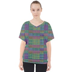 Paris Words Motif Colorful Pattern V-neck Dolman Drape Top by dflcprintsclothing