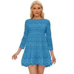 Sea Waves Long Sleeve Babydoll Dress by Sparkle