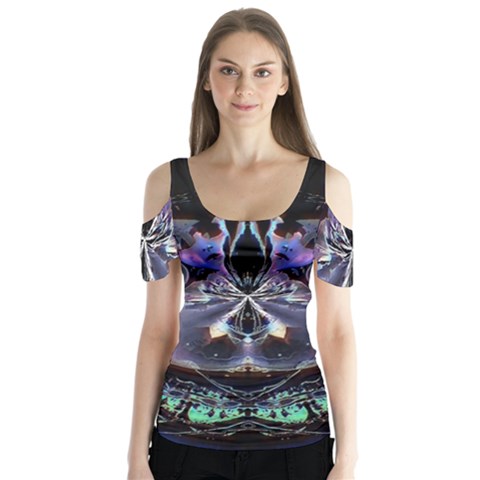 The High Priestess Card Butterfly Sleeve Cutout Tee  by MRNStudios