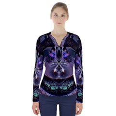 The High Priestess Card V-neck Long Sleeve Top by MRNStudios