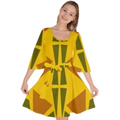 Folk Flowers Floral Art Print Flowers Abstract Art  Velour Kimono Dress by Eskimos