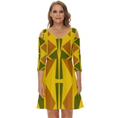 Folk Flowers Floral Art Print Flowers Abstract Art  Shoulder Cut Out Zip Up Dress by Eskimos