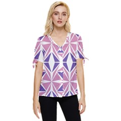Abstract Pattern Geometric Backgrounds  Bow Sleeve Button Up Top by Eskimos