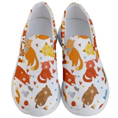 Seamless Pattern With Kittens White Background Men s Lightweight Slip Ons by Jancukart