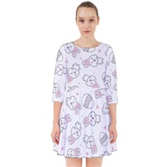 Cute Pattern With Easter Bunny Egg Smock Dress by Jancukart