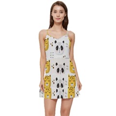 Seamless Pattern Cute Animals Short Frill Dress by Jancukart