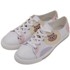 Cute Cat Seamless Pattern Background Men s Low Top Canvas Sneakers by Jancukart