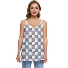 Seamless Tile Derivative Pattern Casual Spaghetti Strap Chiffon Top by Jancukart