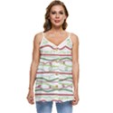 Scribble-pattern Casual Spaghetti Strap Chiffon Top View1