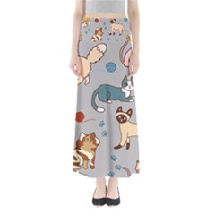 Cats Pattern Full Length Maxi Skirt by Jancukart